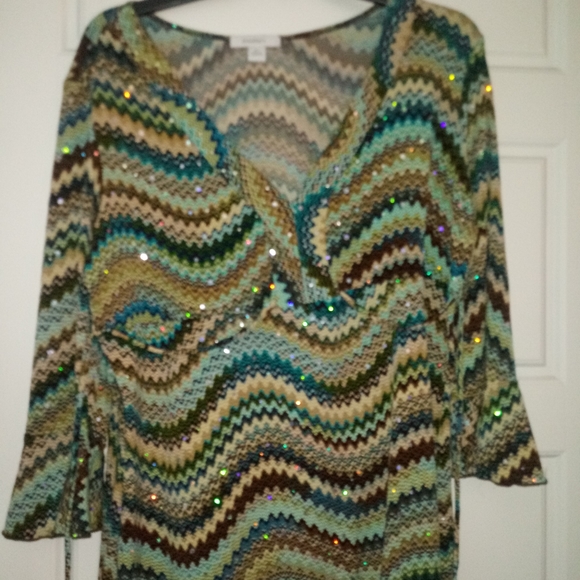 DRESS BARN colorful adjustable sparkly tie top size XL - Picture 2 of 7